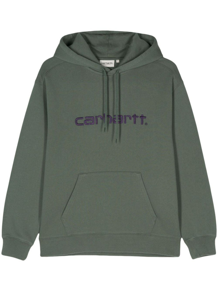 Carhartt Felpa Verde Donna Cappuccio Ricamo Logo 1