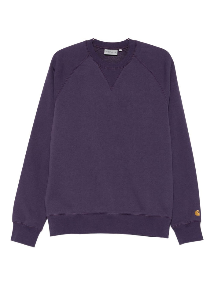 Carhartt Wip Herren-Sweatshirt in Lila mit Mikrostickerei am Handgelenk 1