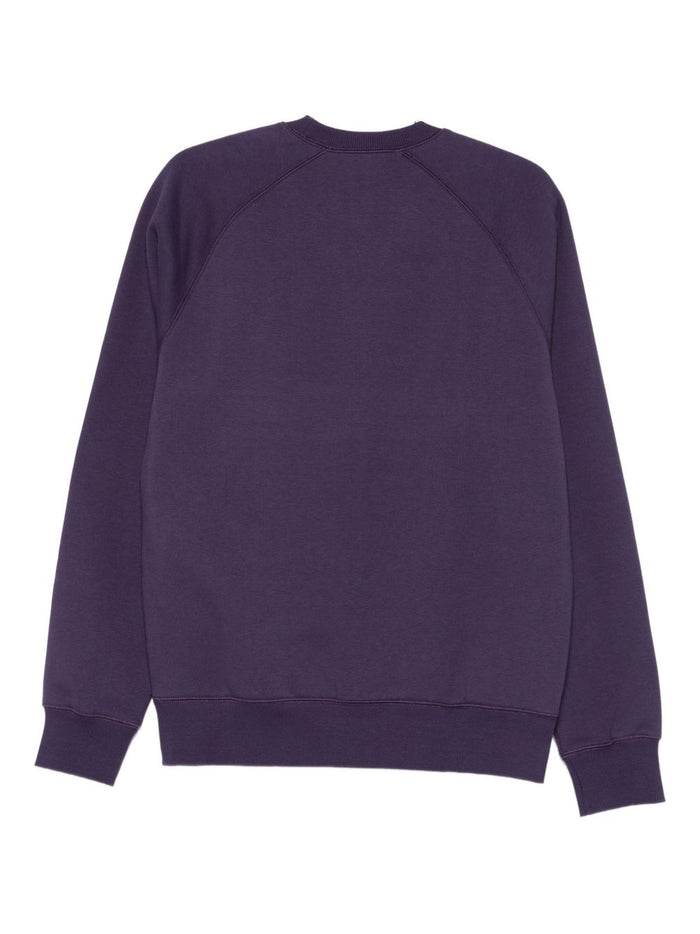 Carhartt Wip Herren-Sweatshirt in Lila mit Mikrostickerei am Handgelenk 3