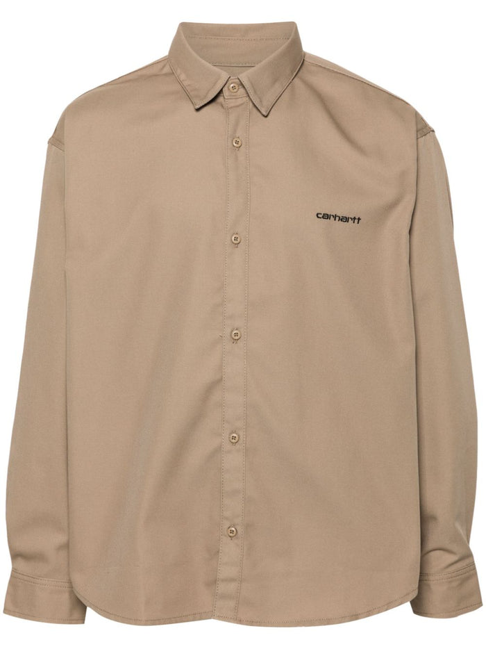 Carhartt Camicia Beige Uomo Ricamo Logo 5