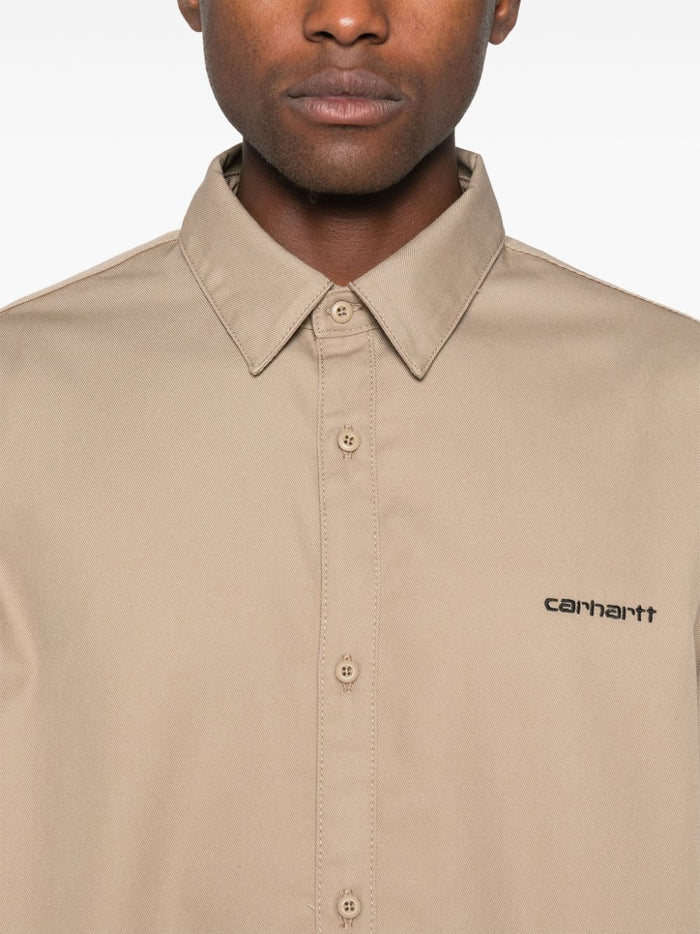 Carhartt Camicia Beige Uomo Ricamo Logo 4