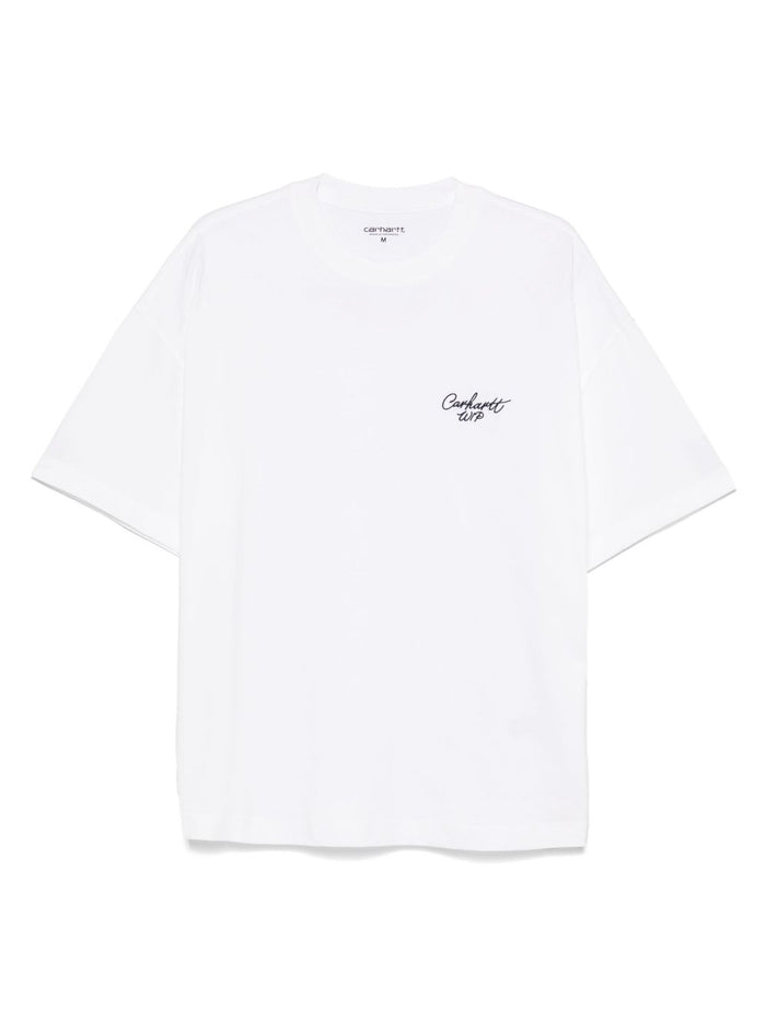 Carhartt Wip T-shirt Bianco Uomo Signature Script 1