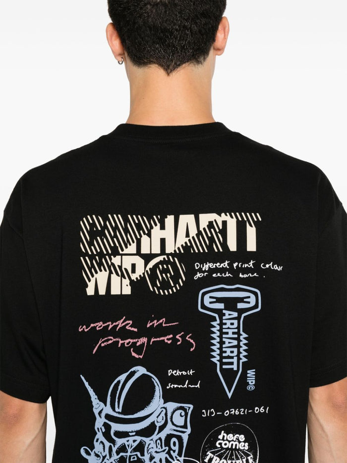 Carhartt T-shirt Nero Uomo Stampa Grafica Posteriore 4