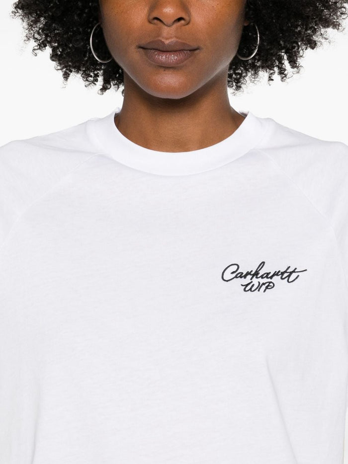 Carhartt T-shirt Bianco Donna Logo Signature 4