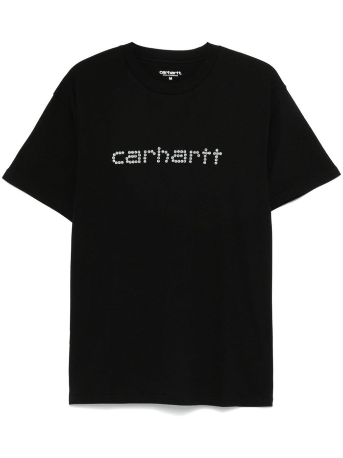 Carhartt Wip T-shirt Nero Uomo Logo Strass 1