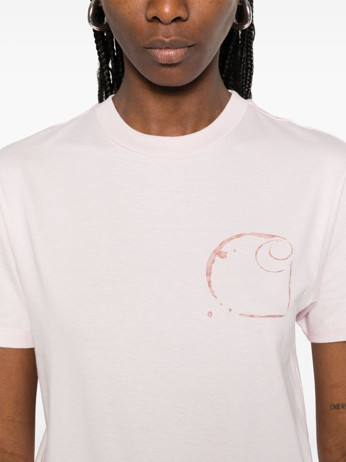 Carhartt Wip Donna T-shirt Rosa Stampa Logo 4