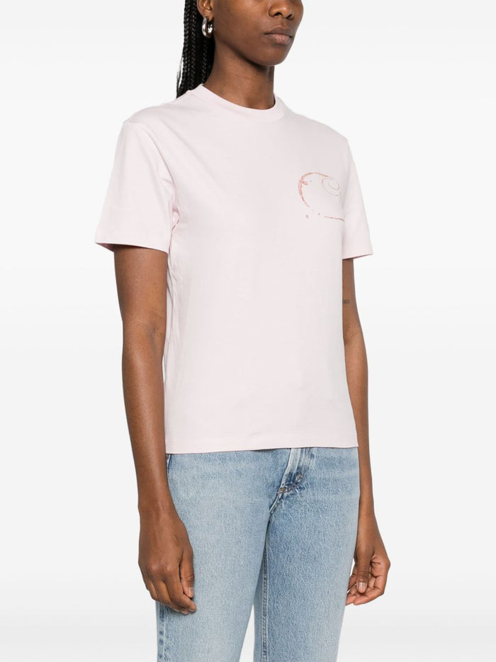 Carhartt Wip Donna T-shirt Rosa Stampa Logo 1