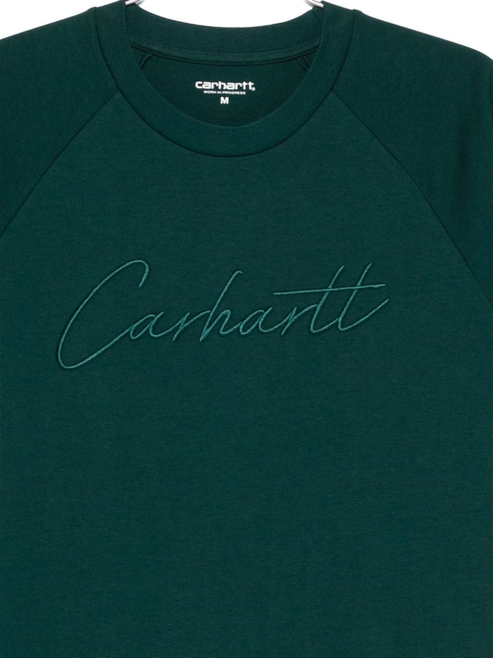 Carhartt Wip T-shirt Verde Uomo Logo Ricamato 3