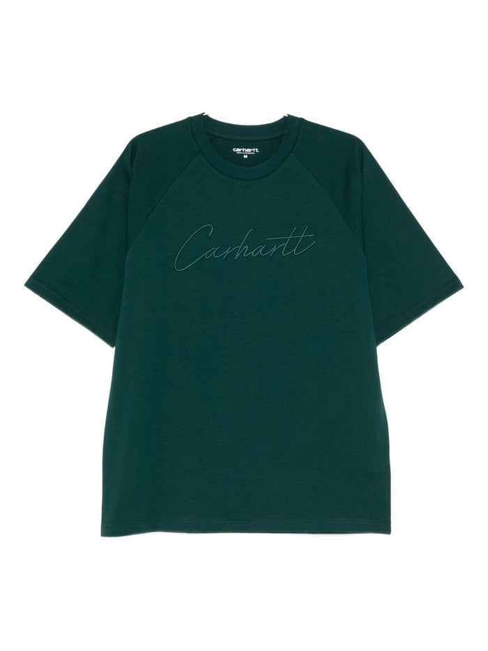 Carhartt Wip T-shirt Verde Uomo Logo Ricamato 1