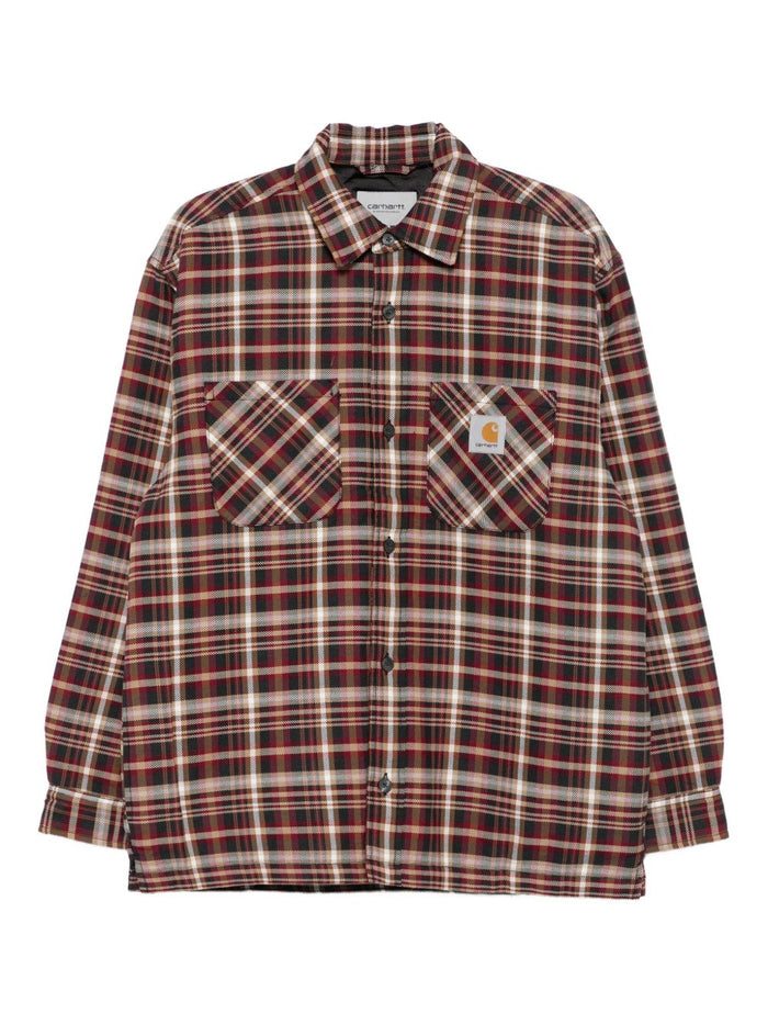 Carhartt WIP L/S C-Logo Uomo Camicia Bordeaux Check 1