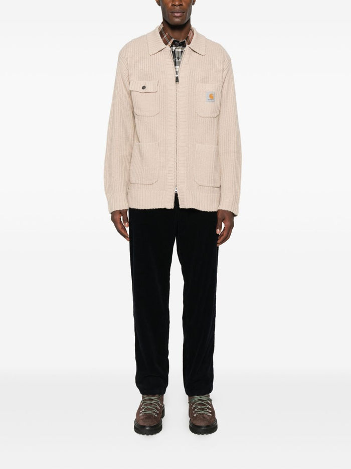 Carhartt Wip Giubbotto-Cardigan Beige Uomo a Coste 2