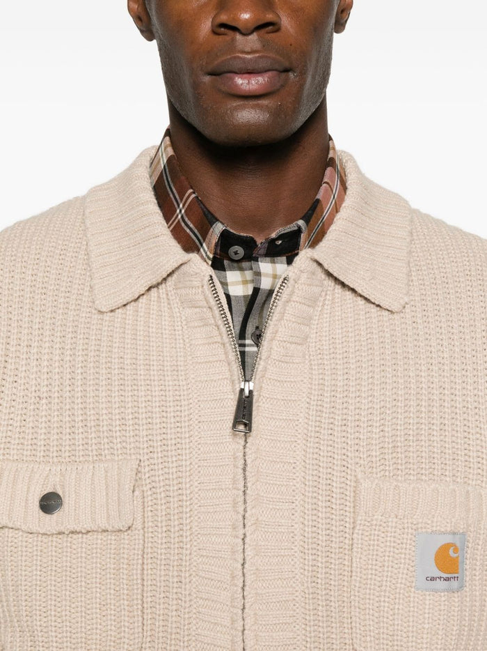 Carhartt Wip Giubbotto-Cardigan Beige Uomo a Coste 4