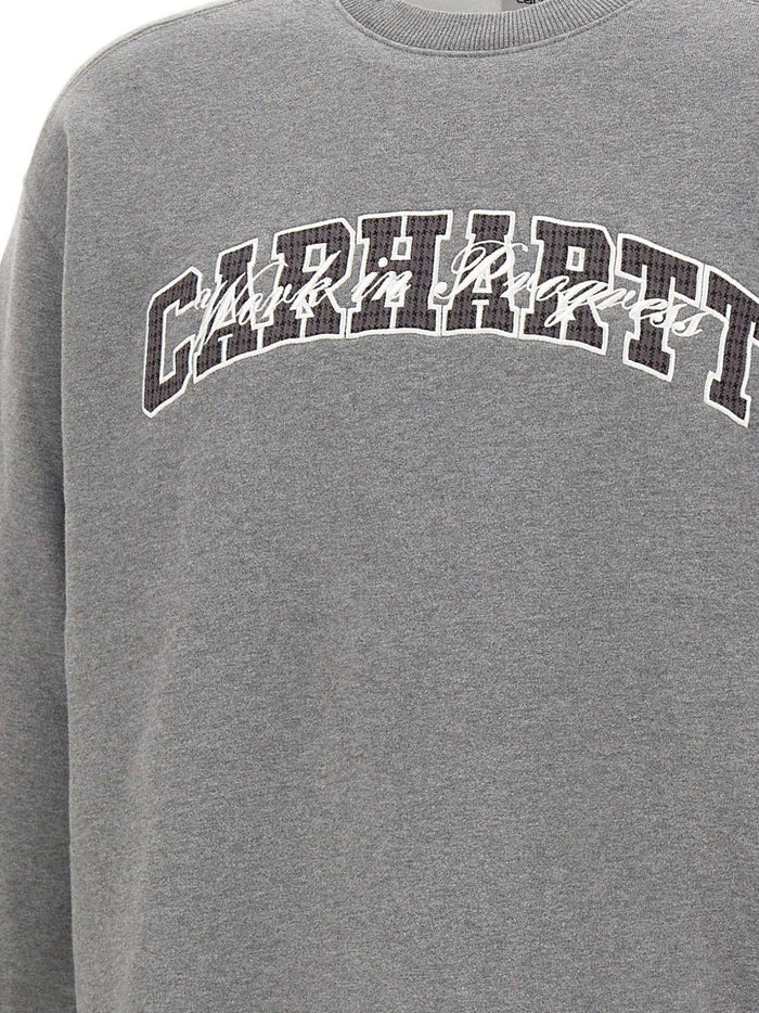 Carhartt Wip Felpa Grigio Uomo Girocollo con Logo 3