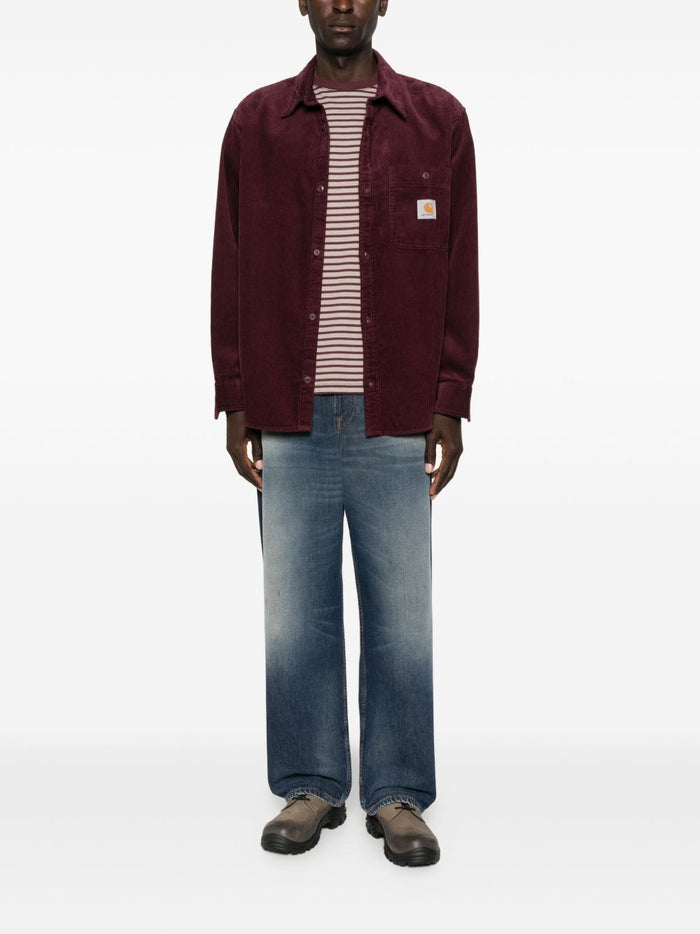 Carhartt Wip Herrenhemd, burgunderrot, gerippt 2