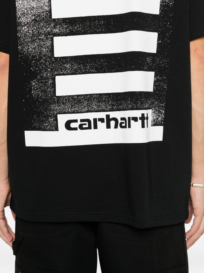 Carhartt Wip T-shirt Nero Uomo Stampa Righe Posteriori 4