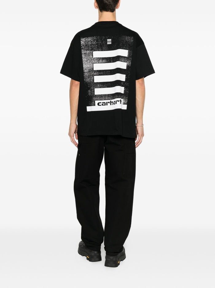Carhartt Wip T-shirt Nero Uomo Stampa Righe Posteriori 3