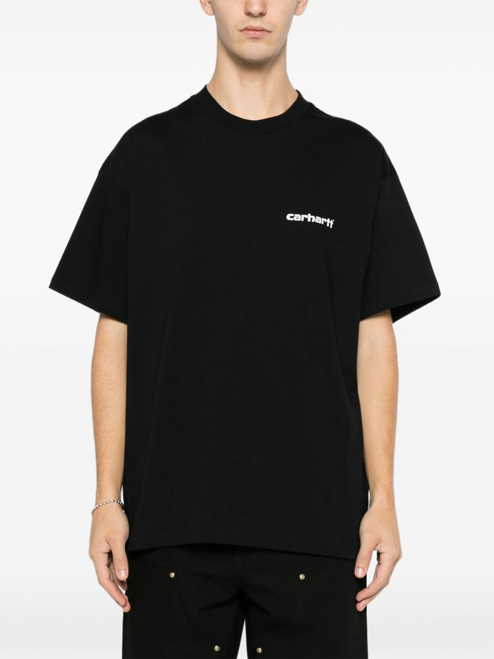 Carhartt Wip T-shirt Nero Uomo Stampa Righe Posteriori 1