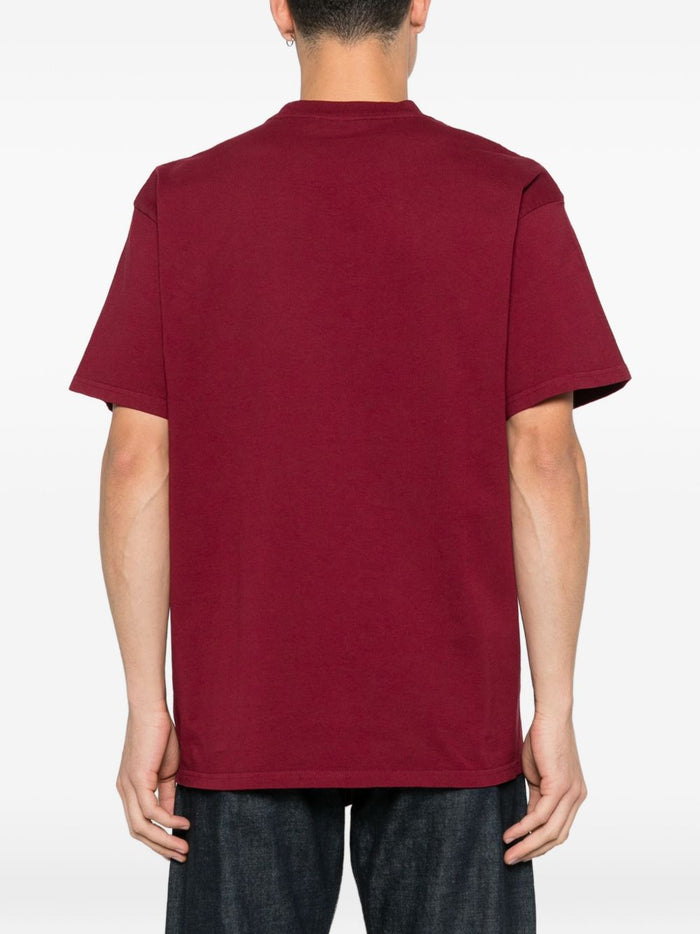 Carhartt Wip T-shirt Rosso Uomo Logo Tono su Tono 3