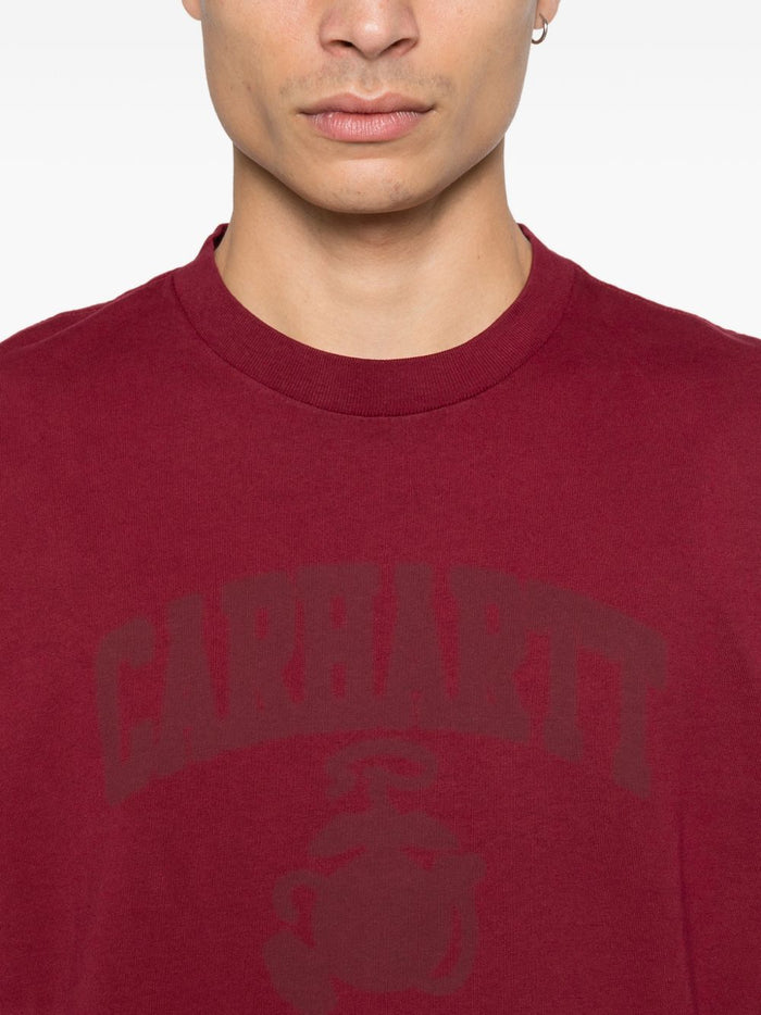 Carhartt Wip T-shirt Rosso Uomo Logo Tono su Tono 4