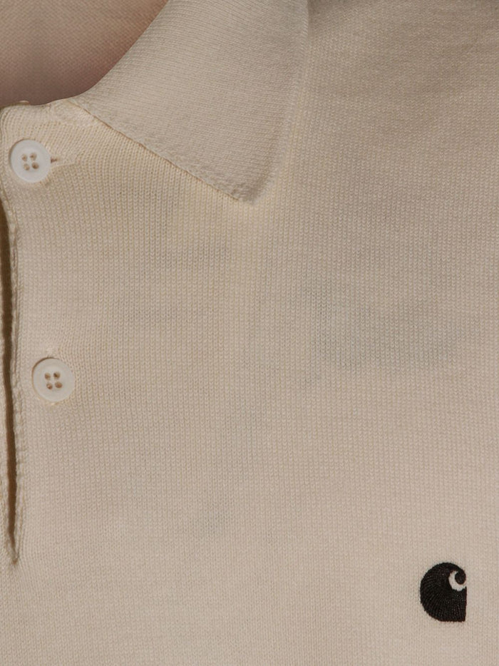 Carhartt Wip Polo Micro Ricamo Uomo Beige 2
