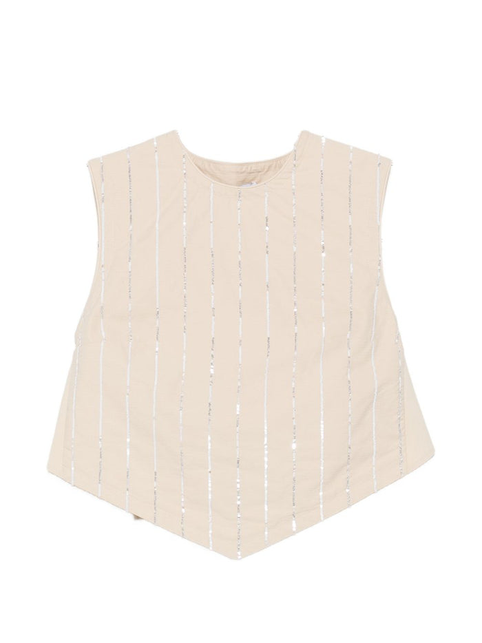 Isabelle Blanche Gilet Paillettes Donna Beige 5