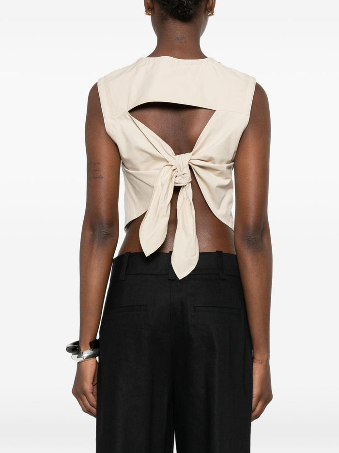 Isabelle Blanche Gilet Paillettes Donna Beige 3