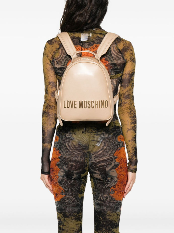 Love Moschino Donna Zaino Beige Logo Lettering 2