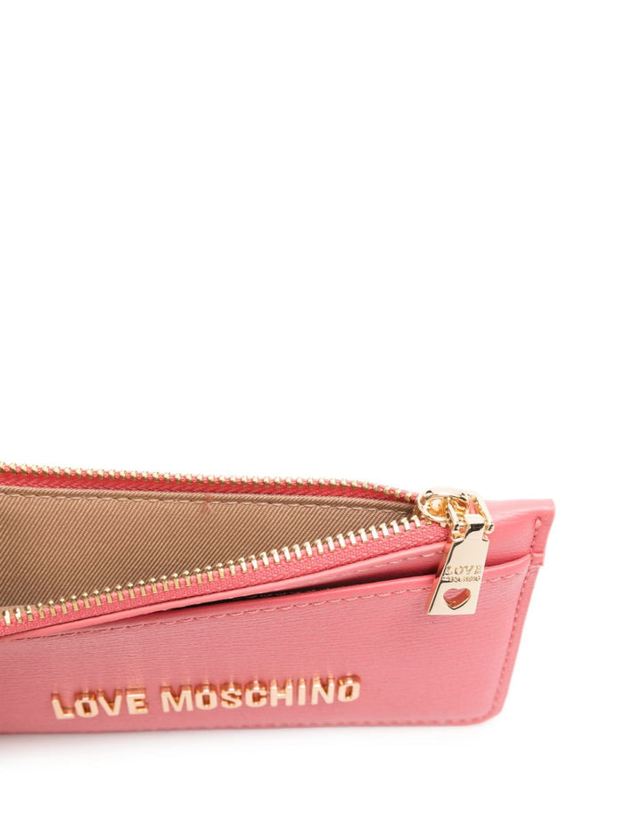 Love Moschino Damen Geldbörse mit Reißverschluss und Schriftzug Logo Rosa 3