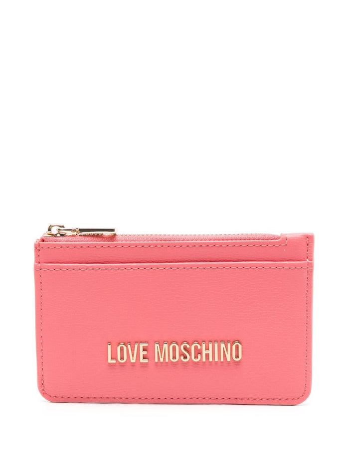 Love Moschino Damen Geldbörse mit Reißverschluss und Schriftzug Logo Rosa 1