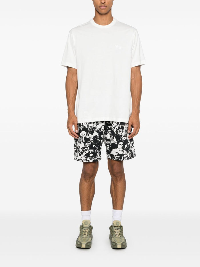 Y-3 T-shirt Bianco Uomo Stampa Logo in Tono 1