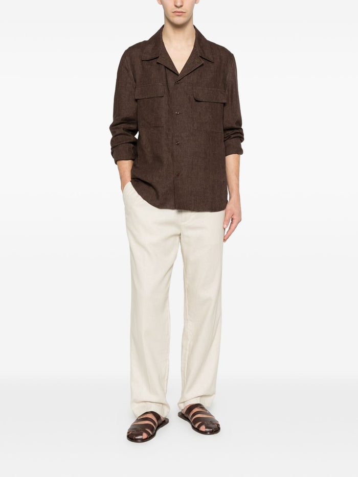 Briglia 1949 Giacca-Camicia Marrone Uomo Collo Cubano 2