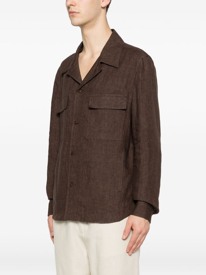 Briglia 1949 Giacca-Camicia Marrone Uomo Collo Cubano 1