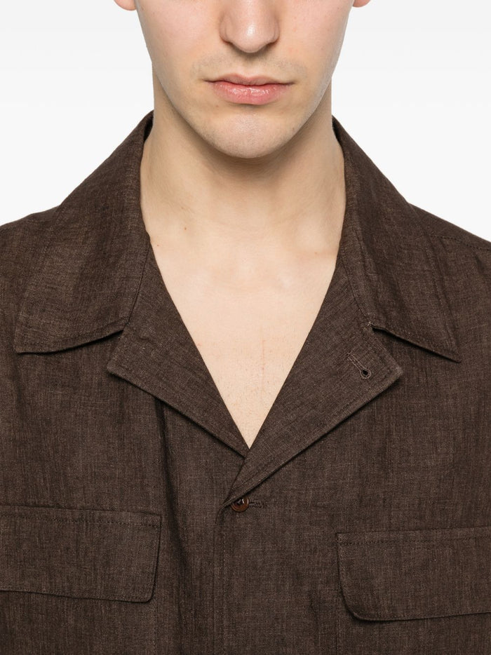 Briglia 1949 Giacca-Camicia Marrone Uomo Collo Cubano 4