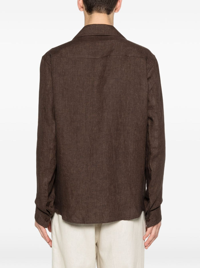 Briglia 1949 Giacca-Camicia Marrone Uomo Collo Cubano 3
