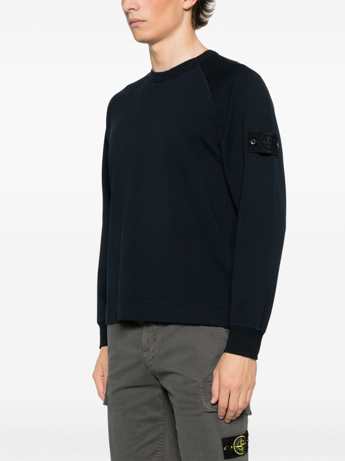 Stone Island Uomo Felpa Blu Applicazione Logo in Tono 1