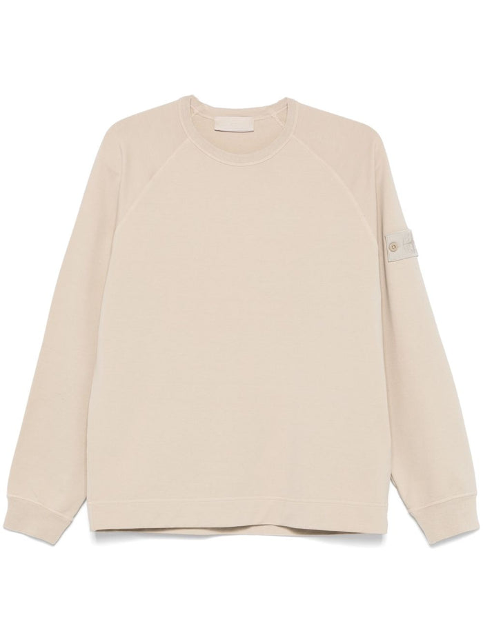 Stone Island Uomo Felpa Beige Applicazione Logo in Tono 5