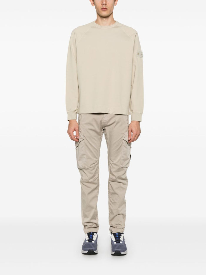 Stone Island Uomo Felpa Beige Applicazione Logo in Tono 2