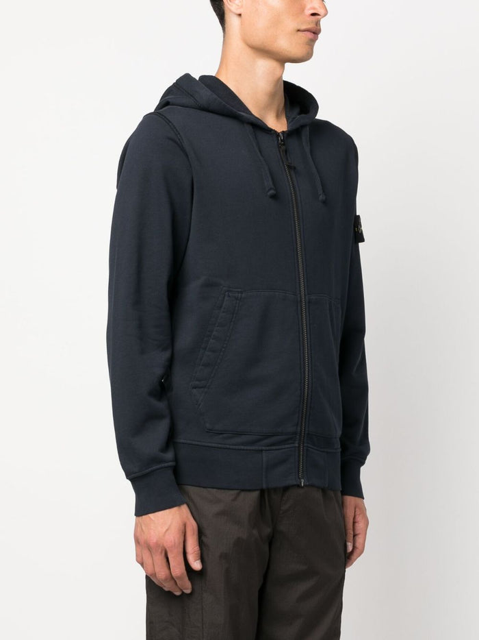 Stone Island Uomo Felpa Blu Cappuccio 1