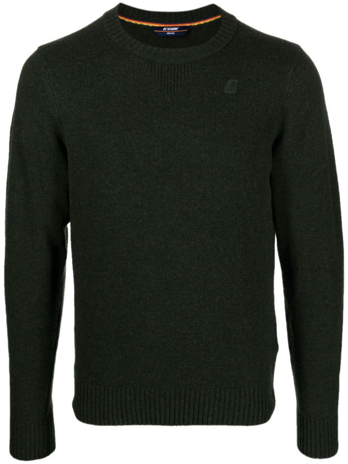 K-way Grüner Herrenpullover mit Logo-Patch 1
