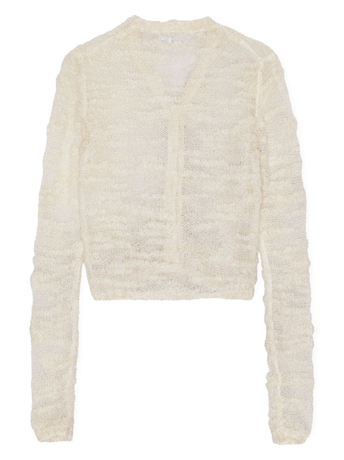 Ganni Cardigan Beige Donna con Bottoni 6