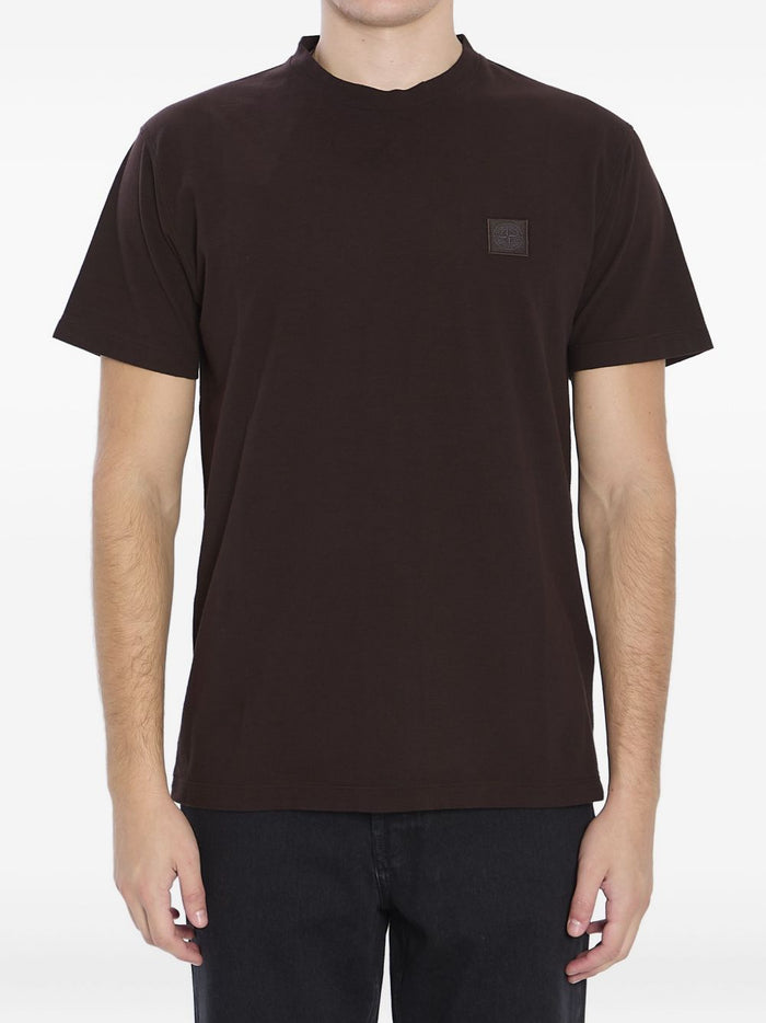 Stone Island T-Shirt Marrone Uomo Patch Logo in Tono 1