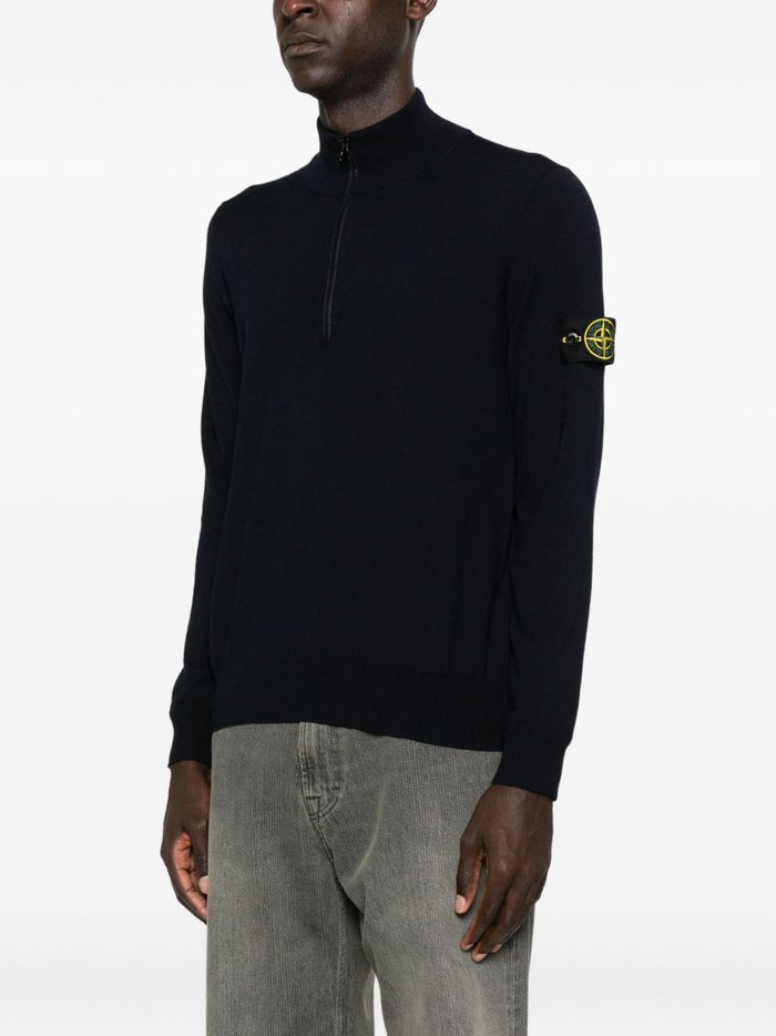 Stone Island Men's Blue Half Zip Sweater 1