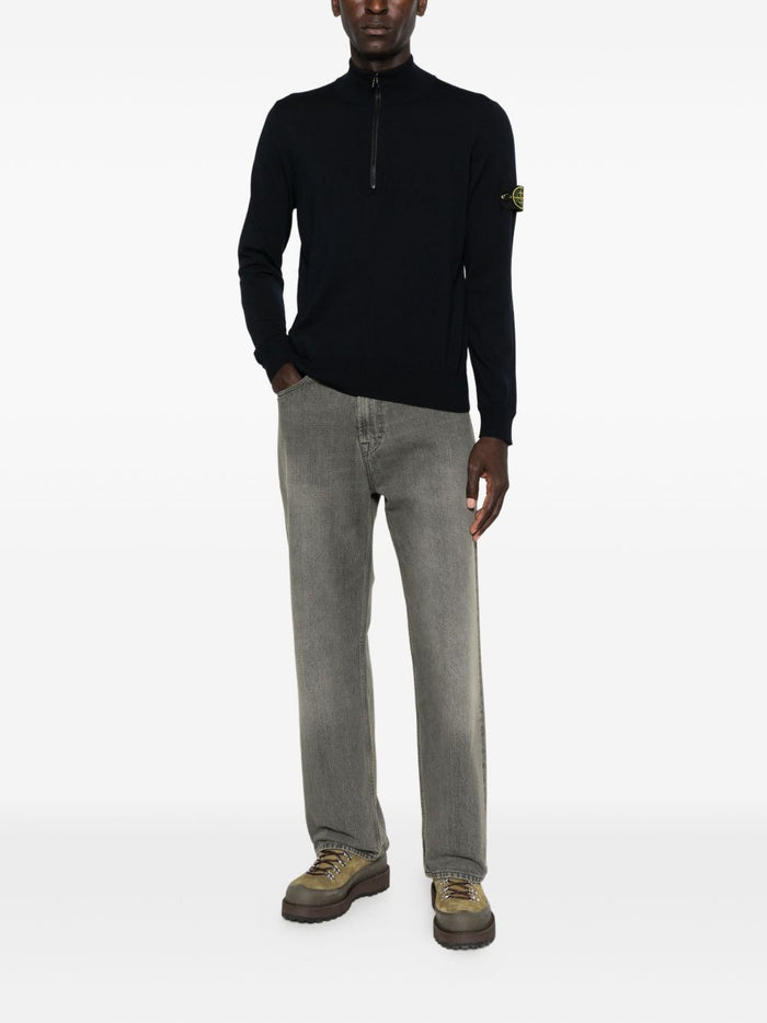 Stone Island Men's Blue Half Zip Sweater 2