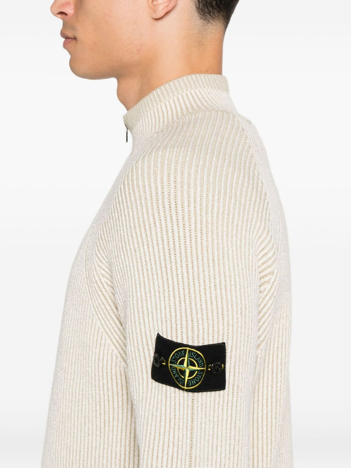 Stone Island Maglia Bianco Uomo a Coste 4