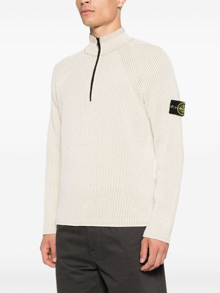 Stone Island Maglia Bianco Uomo a Coste 1