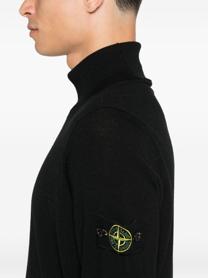 Stone Island Maglia Nero Uomo Dolcevita Lana Leggera 4