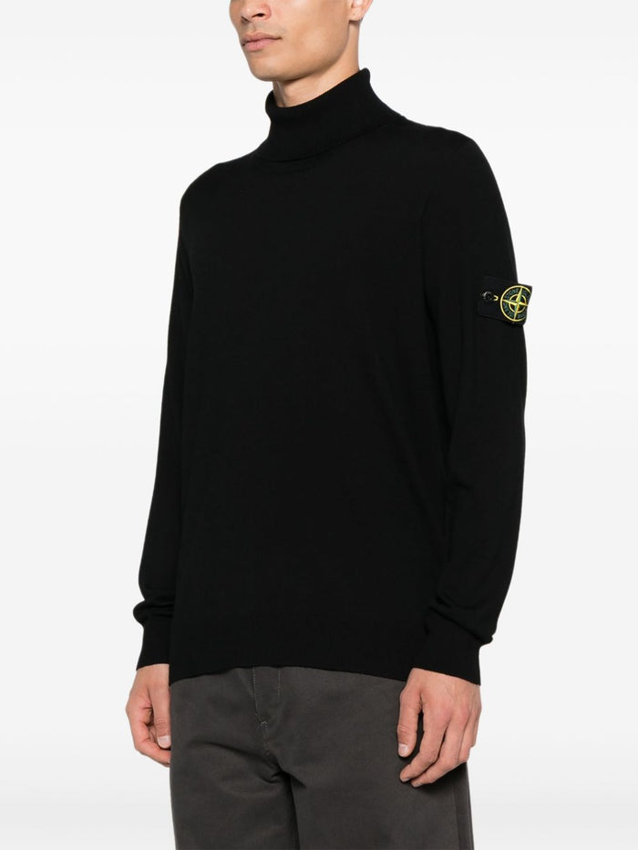 Stone Island Maglia Nero Uomo Dolcevita Lana Leggera 1