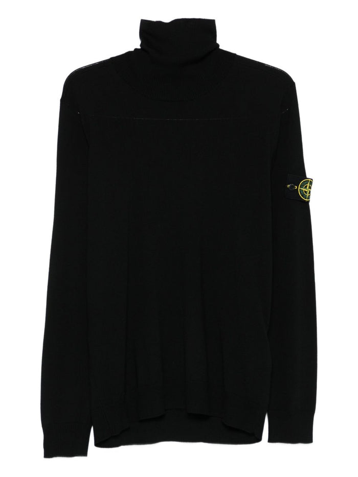 Stone Island Maglia Nero Uomo Dolcevita Lana Leggera 5