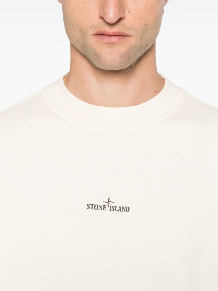 Stone Island Herren-Sweatshirt mit Kompass auf der Rückseite in Weiß 4