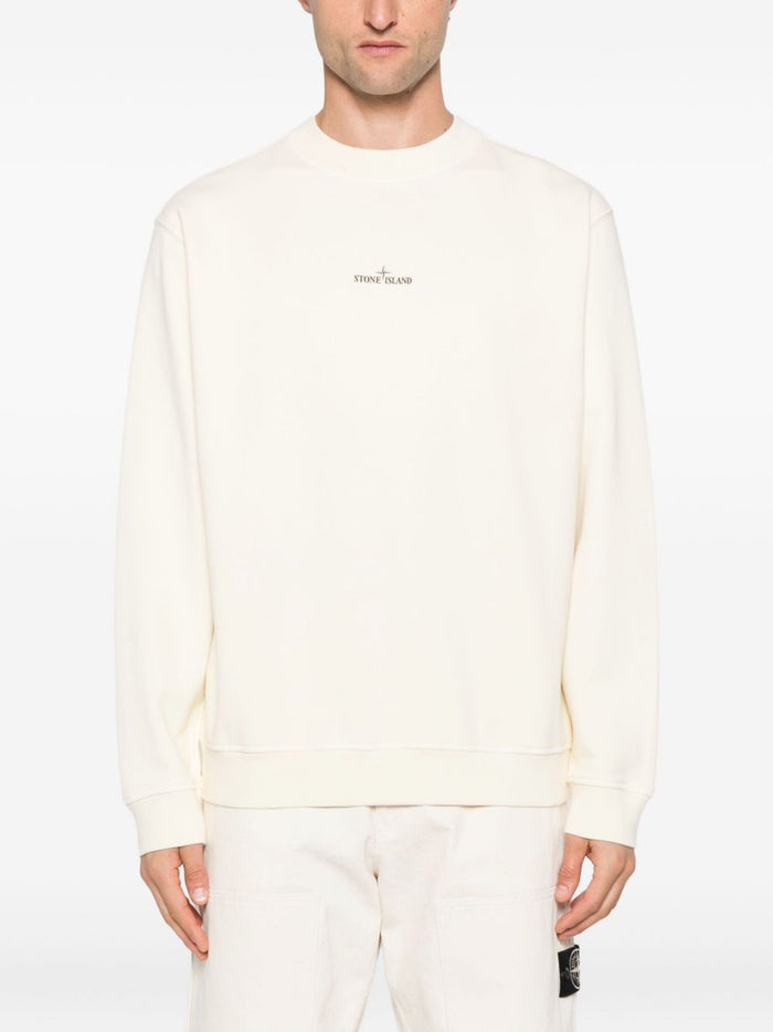 Stone Island Herren-Sweatshirt mit Kompass auf der Rückseite in Weiß 2